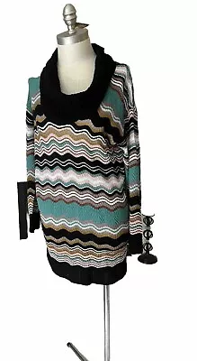 MISSONI Wavy Mini Striped Knit Dress  Cowl Neck - Size M/ US 4/ Never Worn • $122