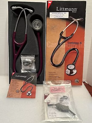 3M Littmann Brand Cardiology 3 III Stethoscope Plum + New ID Tag + New Eartips • $119