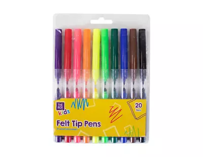 20 Pack Dual Tip Thick & Thin Felt Tip Pens Drawing Markers Colouring Art School • £2.59