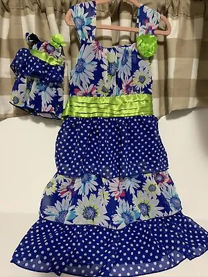 Matching Girl And Doll Dress Size 7 Fits 18” Doll Blue Green Dollie & Me • $14