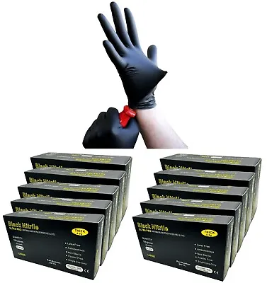 Black Nitrile Nitro Gloves Disposable Thick 6.0g PF Industrial Mechanic Tattoo • $14.99