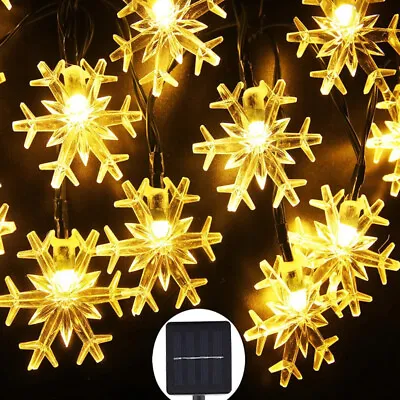 £3.99 • Buy Solar Snowflakes LED Fairy String Lights Waterproof Xmas Garden Outdoor Decor UK