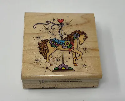 Hero Arts Floral Carousel Filly Rubber Stamp 1991 F396 Circus Carnival #AJ146 • $6.49