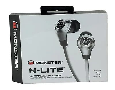 Monster N-LITE In-Ear Headphones - Diamond Silver Color - High Performance Audio • $13.99