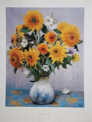 Marcel Dyf Tournesols A Tapis Blue Poster • $65