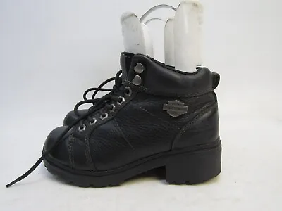 Harley Davidson Womens Size 6 M Black Leather Laces Ankle Fashion Riding Boots • $80.75