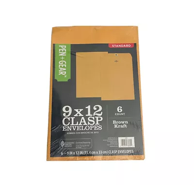 BROWN KRAFT 9x12 CLASP ENVELOPES  9  X 12  Inches 6 COUNT PACK • $3.69