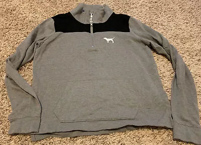 Victoria Secret Pink Half Zip Pullover Gray/Black Size Small • $7.99