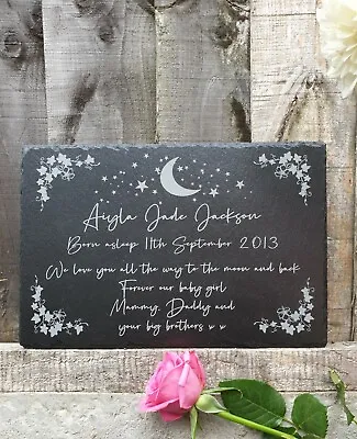 Personalised Memorial Slate Plaque Grave Marker For Baby Baby Memorial Grave • £17.90