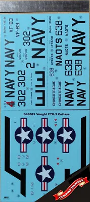 CAT4 D48003 Decals For Vought F7U-3 Cutlass (part 2) 1/48 • $8