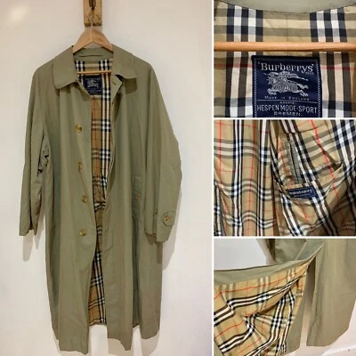 £4.95 • Buy Vintage Burberry Prorsum Hespen Sport Olive Beige Trench Coat Mac Nova Check XL