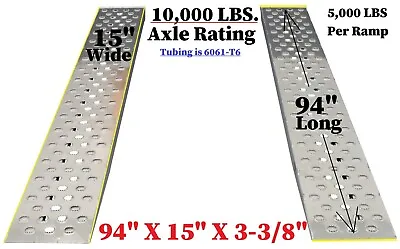 94  X 15  10000 LBS PUNCHED_ALUMINUM_TRAILER_RAMPS_CAR_AUTO_TRUCK Like 96  Or 8 • $649.99