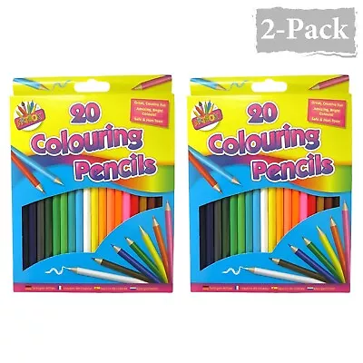 20Pc Kids Adult Bright Colouring Pencils Set Art Craft School Stationery 2pk • £5.99