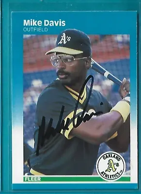 MIKE DAVIS Signed 1987 Fleer Baseball Card #391 OAKLAND A'S • $4.99