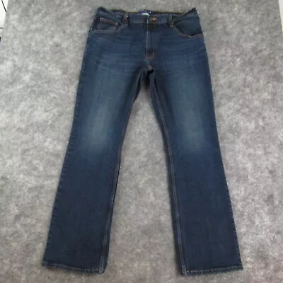 Arizona Jeans Mens 36x32 Blue Flex Bootcut Mid Rise Dark Wash Stretch Denim • $19.95