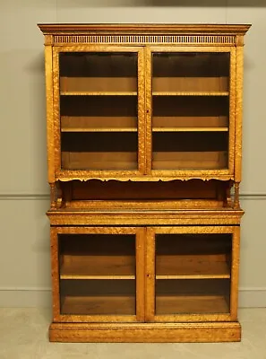 A Victorian Bird's Eye Maple Bookcase Display Cabinet • £3495