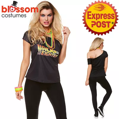 CA994 80s Back To Future T-Shirt Top Celebrity Pop Diva Madonna Rock Costume • $13.61