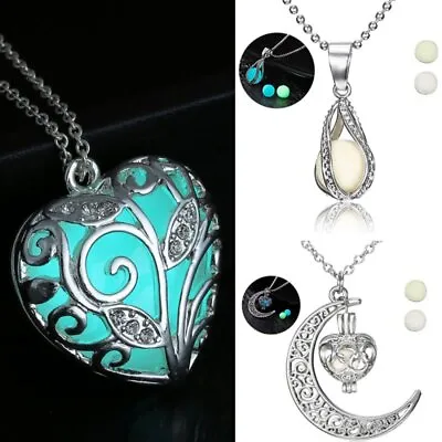 $2.40 • Buy Fashion Heart Moon Steampunk Luminous Glow In The Dark Pendant Necklace Women