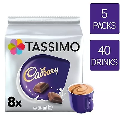 Tassimo Hot Chocolate Pods Cadbury T Discs 5 Packs (40 Drinks) • £21.70