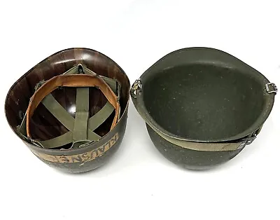 Vietnam Era US M1 Army Military Pot Helmet With Liner Rear Seam *NAMED* • $202.62