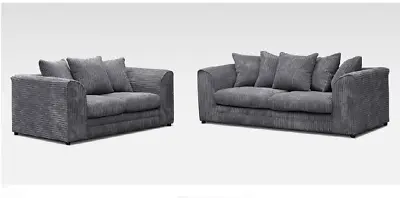 £369 • Buy Cord Corner Sofa Jumbo 3 2 Seater Grey Brown Coffee Cream Suite Armchair Chair