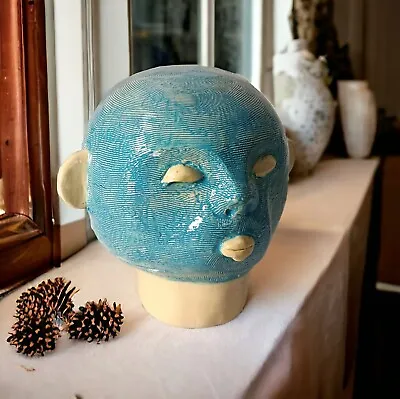 Creative Art Sculpture. Human Head Sculpture. Blue Head Statue. Blue Monkey Head • $135