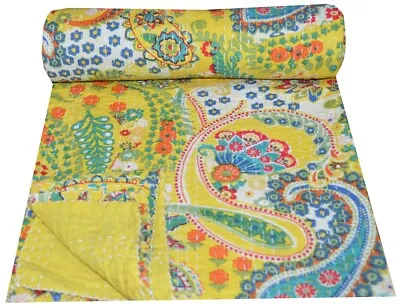 Kantha Quilt Bedspread Bedding Throw Hand Block Cotton Designs & Multi Patterns • £61.99