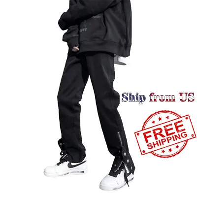 Men's Fashion Loose Hip Hop Denim Pants Jeans Ankle Zip Button-up Trousers US • $20.59