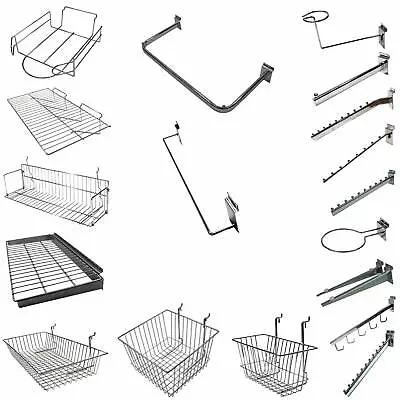 Slatwall Baskets Shelves & Arms Retail Shop Display - Slot Wall  (SLTML1) • £17.99