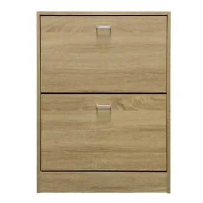 Lyon 2 Door Shoe Cabinet Shoe Rack Shoe Cupboard- Sonoma Oak Finish • £39.99