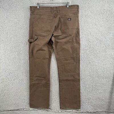 Dickies Carpenter Pants Mens 36x34 Fit 38x34 Brown Canvas Work Relaxed Adult USA • $11.99