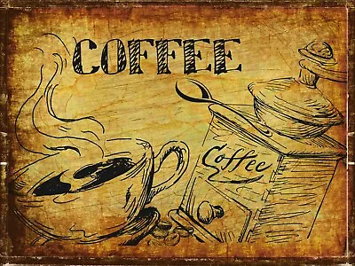 Coffee Time Vintage Sign Vintage Art Poster • £3.63