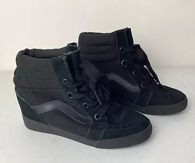 Vans SK8-HI Hidden Wedge Heel Black Size Womens 7.5  • $45