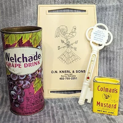 Vintage Advertising Ford Thermometer Welchade Grape Drink Can Lot Of 4 Kitchen • $61.88