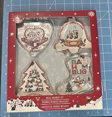 Disney Parks Mickey Mouse & Friends 2021 Holiday Lodge Metal 4 Ornament Set NIDB • $19.99