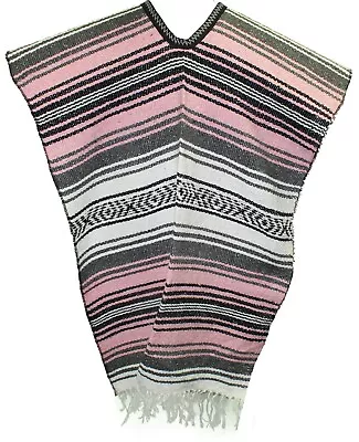 Traditional Mexican Poncho - PINK - ONE SIZE FITS ALL Blanket Serape Gaban • $27.99