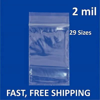 Clear Reclosable Zip Seal 2Mil Bags Poly Baggies Jewelry Plastic 2 Mil Top Lock • $107.70