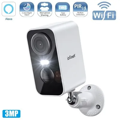 IeGeek Outdoor 3MP 2K WiFi Wireless Security Camera Home Battery CCTV Cam Alexa • £34.99