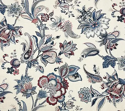 P Kaufmann Garden Flora Denim Blue Jacobean Floral Linen Fabric By Yard 54 W • $13.99