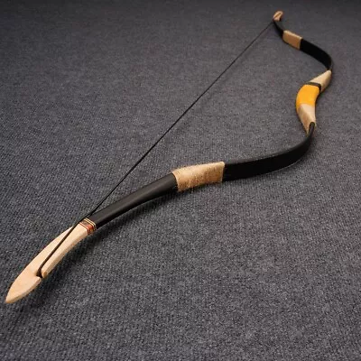 35lbs Mongolian Fiberglass Bow Black 56'' Recurve Bow Handmade Long Bow Archery • $30