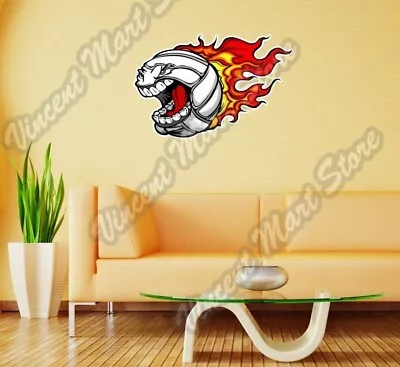 Flaming Volleyball Beach Ball Angry Wall Sticker Room Interior Decor 25 X18  • $19.99