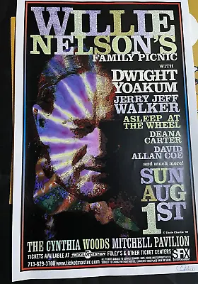 Willie Nelson Dwight Yoakum Original 1999 Concert Poster Uncle Charlie Signed • $125