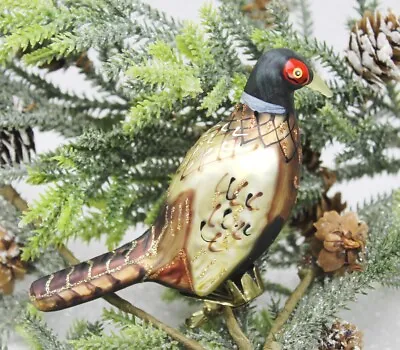 £8.99 • Buy Gisela Graham Christmas Painted Glass Clip On Pheasant Bauble Decoration