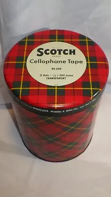 Vintage EMPTY - 3M Scotch Cellophane Metal Tape Tin No. 600 12 Rolls - 6.5  Tall • $7.99