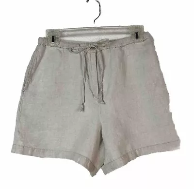 J.Jill Women's MT Shorts Linen Tan Khaki Walking Elastic Waist Pockets  Pull-On • $17.88