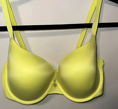 Victoria’s Secret Lined Demi Bra 36 DD Neon Yellow Excellent Look • $11