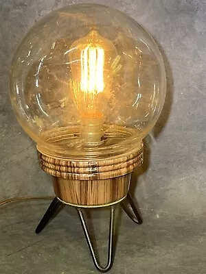 MCM Thick Glass Globe Table Lamp Mid Century Modern 14” Retro Vintage Light • $55.96