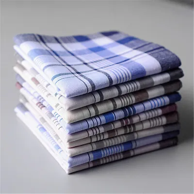 Cotton Plaid Men's Handkerchief Square Decorative Suits Grid Hanky 38*38cm Lot • £5.75