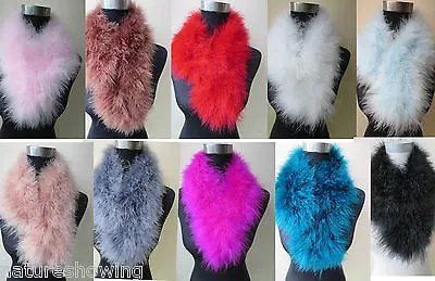 Real Ostrich Feather Fur Scarf Shawl Shrug Handmade Fluffy Soft 70*14cm • $13.99