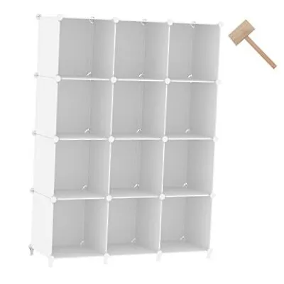  Cube Storage Organizer Modular Storage 12 Cube Bookshelf DIY Plastic White • $52.83
